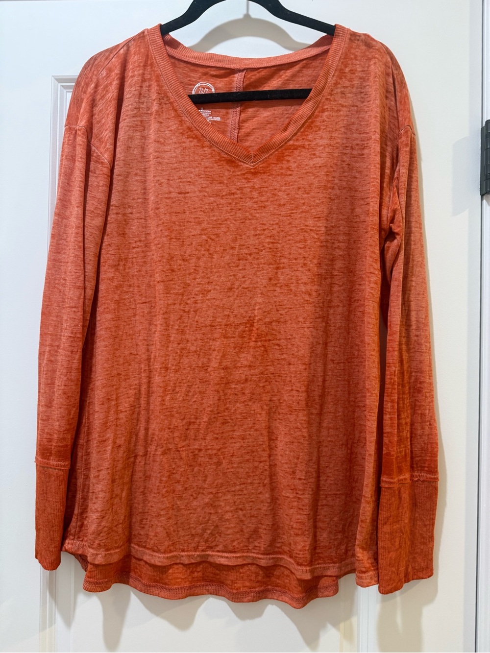 Maurice’s 24/7 Women’s V-Neck Long Sleeve Top - Rustic Burnout Orange
